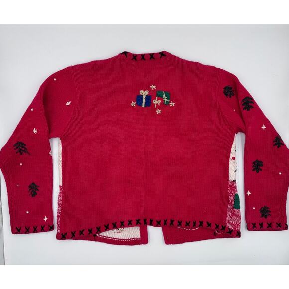 Christmas‎ Womens Chunky Red Themed Cardigan Small - Picture 4 of 4